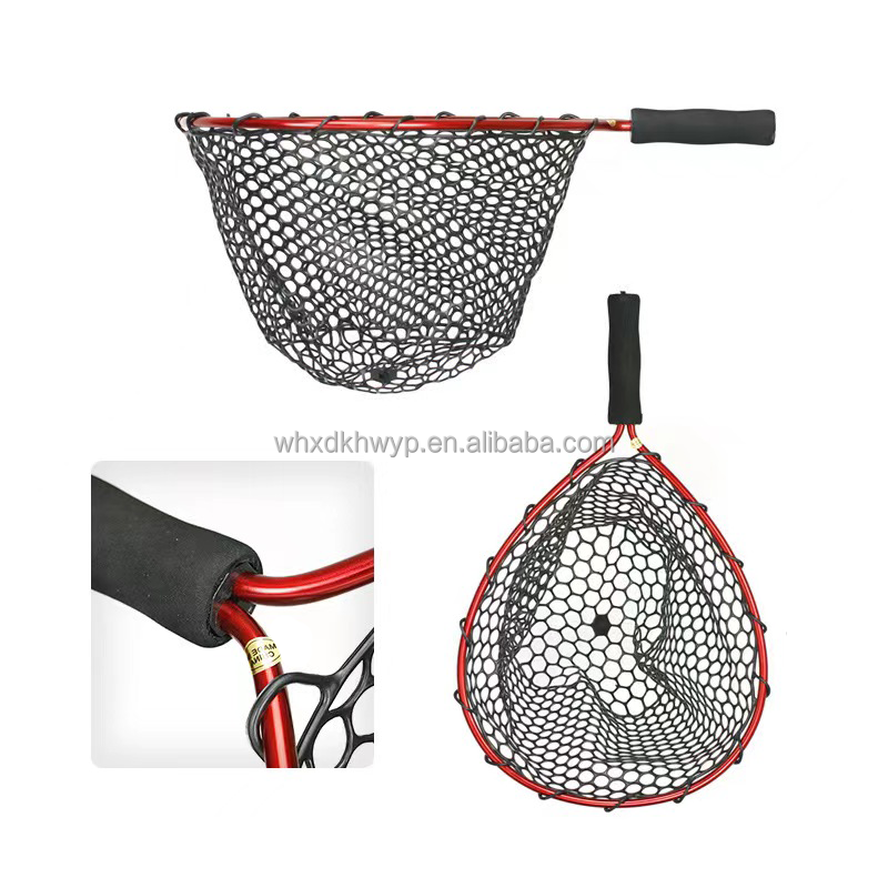 MISTER JIGGING Aluminum Alloy Handle Hand  Landing Net Carp Frame Silicone Mesh Landing Net