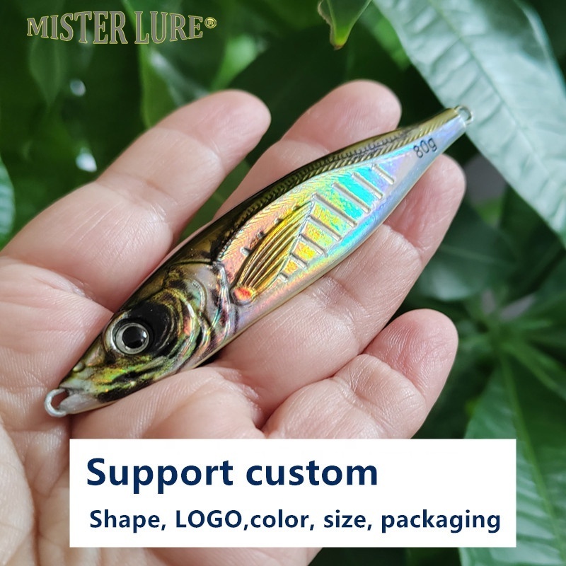 MISTER JIGGING sea fishing lures lead antimony fish lures metal jig fishing em 3d printing metal lure jig 80g