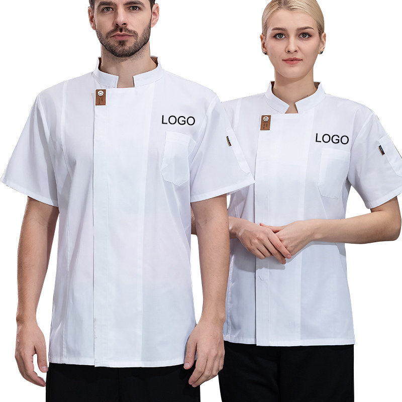 Customizable Chef Coats Printing Shirt Short Sleeve Restaurant Manager Uniform for Women Chef Jacket Men