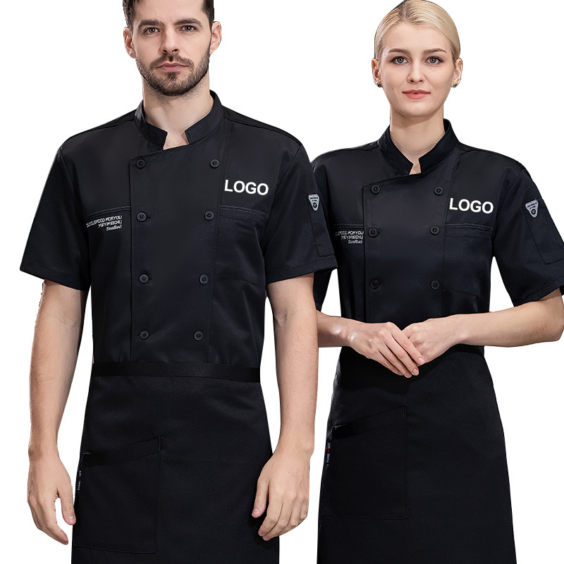 Restaurant Uniform Logo Short Sleeve Shirt Custom Restaurant Waiter Uniform Designs Female Chinese Chef Uniforms