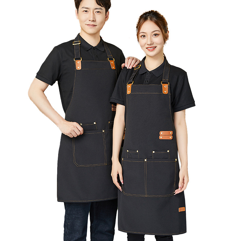 Custom Canvas Unisex Adjustable Aprons For kitchen Chef Waiter Waitress bartenders Work Uniform