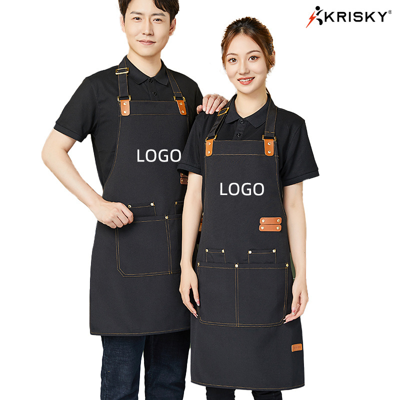 Custom Canvas Unisex Adjustable Aprons For kitchen Chef Waiter Waitress bartenders Work Uniform