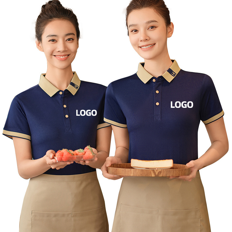 Custom Work Shirt Uniform Restaurant Short Sleeve Shirt Waiter Uniforms and Hotel Uniform Design Men Shirts Custom