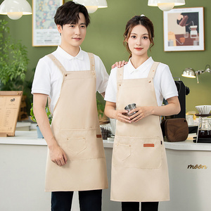 Classic Restaurant Uniform for Waiter and Waitress Grill Premium Cooking Apron Cotton Waxed Apron Like Skirts for Nail Salon