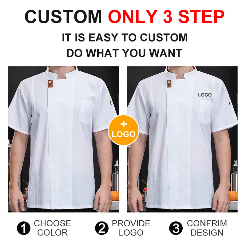 Customizable Chef Coats Printing Shirt Short Sleeve Restaurant Manager Uniform for Women Chef Jacket Men