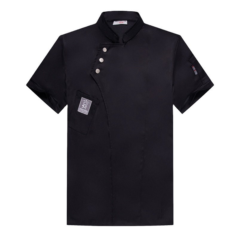 Modern Catering kitchen Fast Food Snap-fastener Chef Jacket Male Female Short Sleeve Shirts For Work In Restaurant Uniform