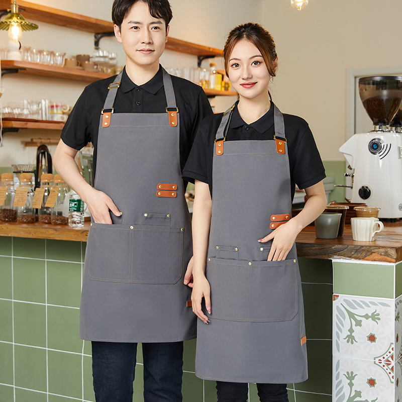 Custom Canvas Unisex Adjustable Aprons For kitchen Chef Waiter Waitress bartenders Work Uniform