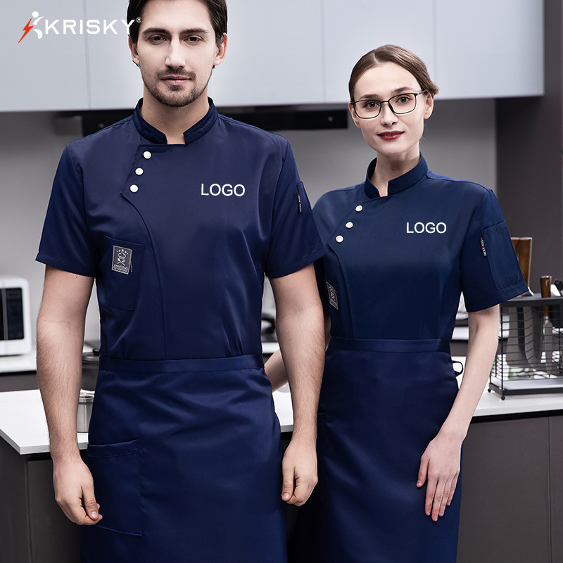 Modern Catering kitchen Fast Food Snap-fastener Chef Jacket Male Female Short Sleeve Shirts For Work In Restaurant Uniform