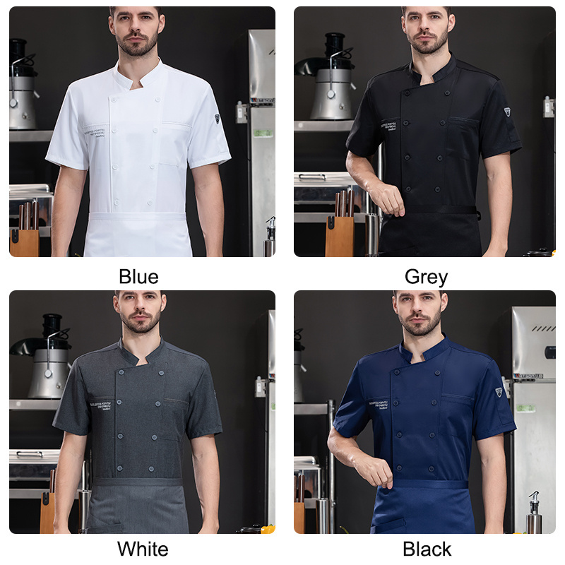 Restaurant Uniform Logo Short Sleeve Shirt Custom Restaurant Waiter Uniform Designs Female Chinese Chef Uniforms