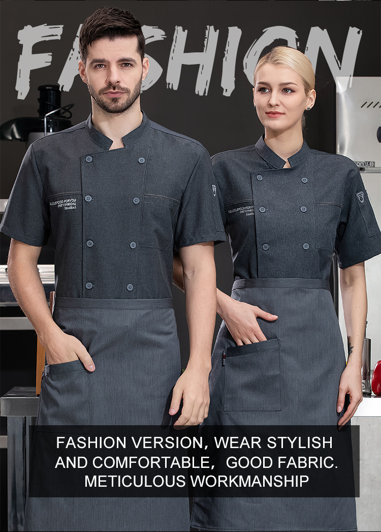 Restaurant Uniform Logo Short Sleeve Shirt Custom Restaurant Waiter Uniform Designs Female Chinese Chef Uniforms