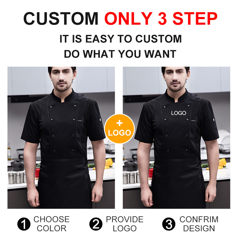 5 Star Hotel Summer Spring Fade-proof Staff Chef Coat For Men Women Cotton Fine Dinning Waiter White Uniform Chef