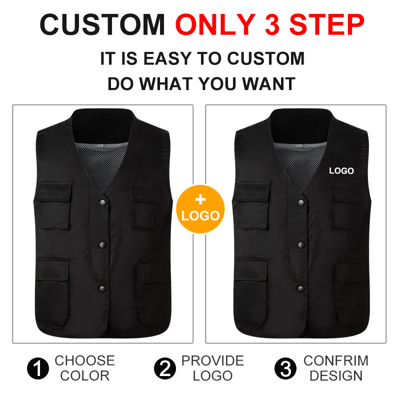 Multifunctional Work Vest for Men Outside Travel Sports Camping Waistcoat Sleeveless Fishing Work Vest Customized