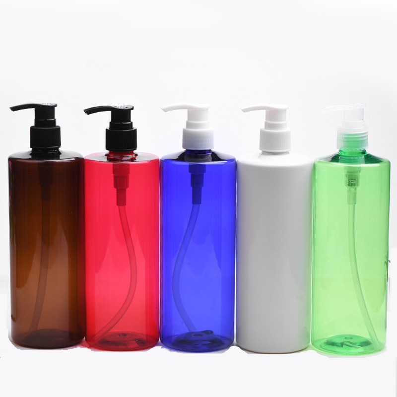 Wholesale Green Blue Transparent Empty 300ml PET Plastic Hair Oil Bottles Shampoo Bottle