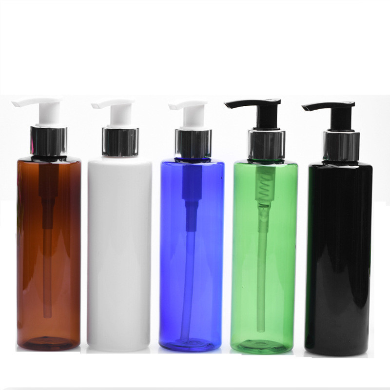 Wholesale Green Blue Transparent Empty 300ml PET Plastic Hair Oil Bottles Shampoo Bottle