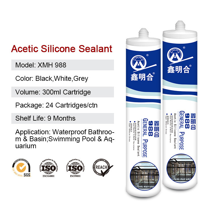 XMH988 sellador de silicona para peceras price acetic gp rtv glass silicone sealant glue waterproof for aquarium making