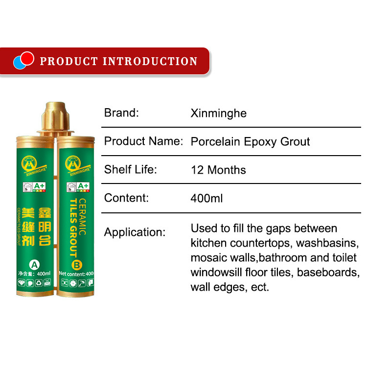 OEM double component waterpoof anti-fungal tile ceramic gap joint filler grout epoxy resin AB adhesive sealant for swimming pool