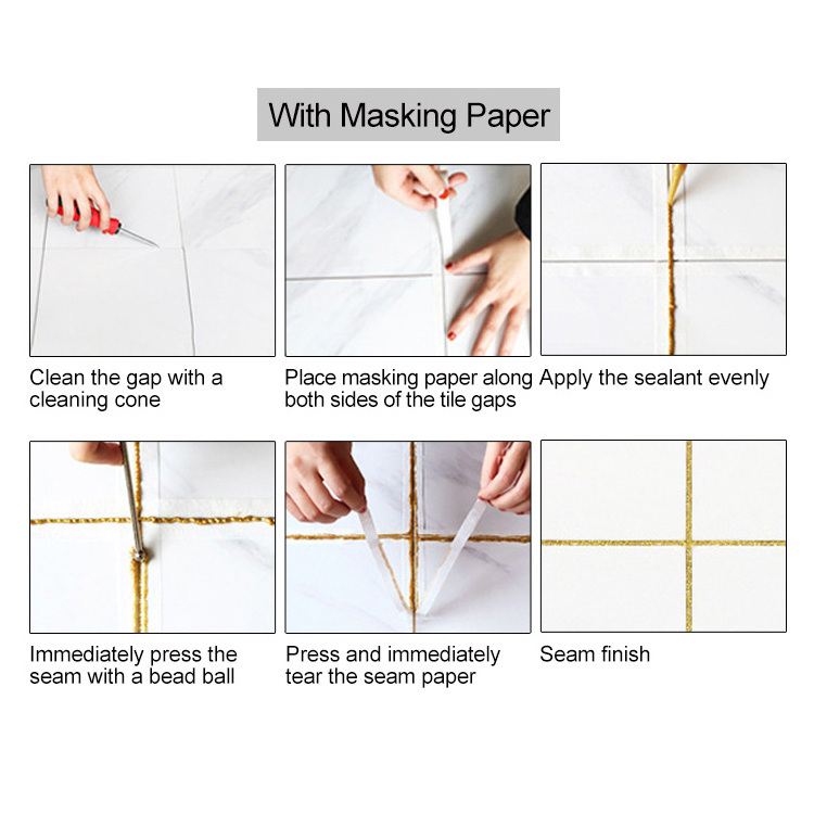 Eco-Friendly 400ml Waterproof Adhesives Sealant Glitter Tile Crack Gap Filler Ceramic Gold Beauty Seam Sealer Epoxy Tile Grout