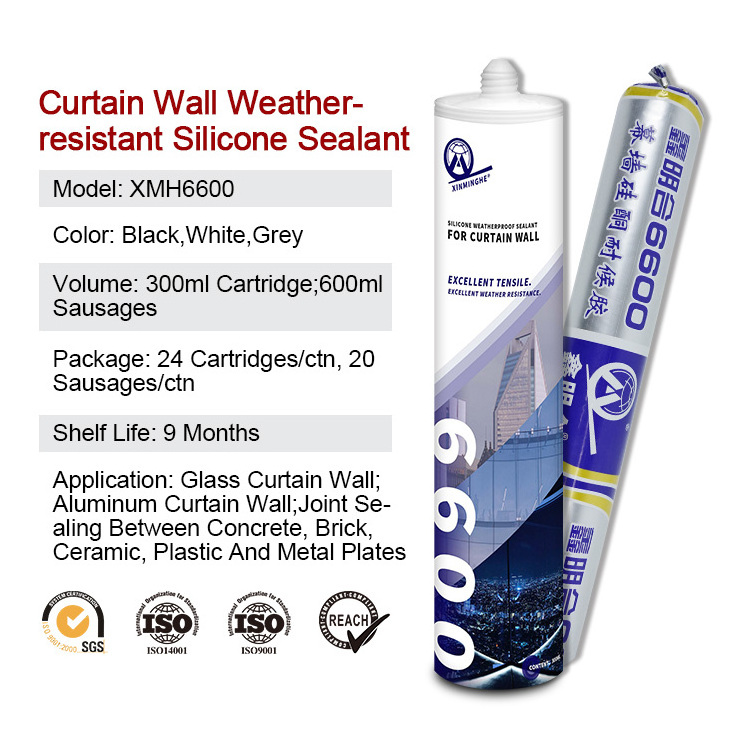 XMH6600 neutral sealant waterproof heat resistant weatherproof silver color silicone structural sealant for plastic and metal