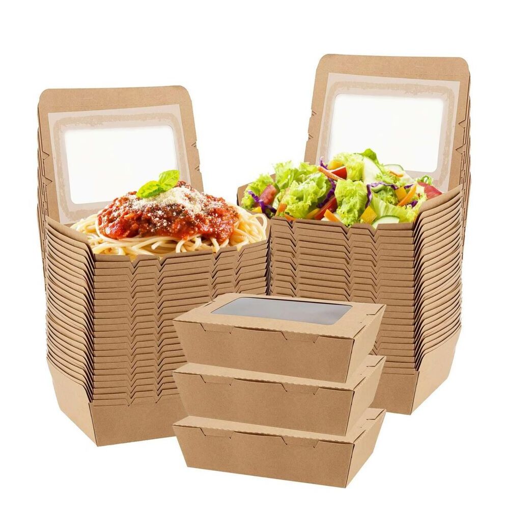 2024 hot sell Paper Box Manufacturer Custom Kraft Paper box with window take away food packing