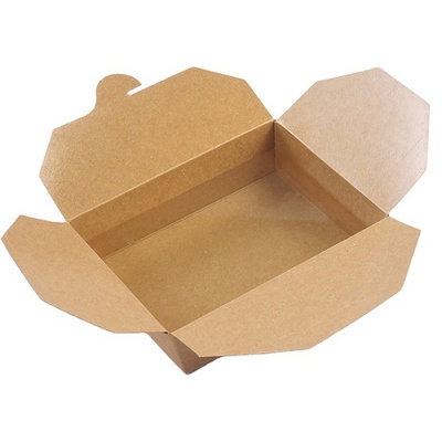 Custom logo kraft paper recyclable material disposable fast food take away paper food container