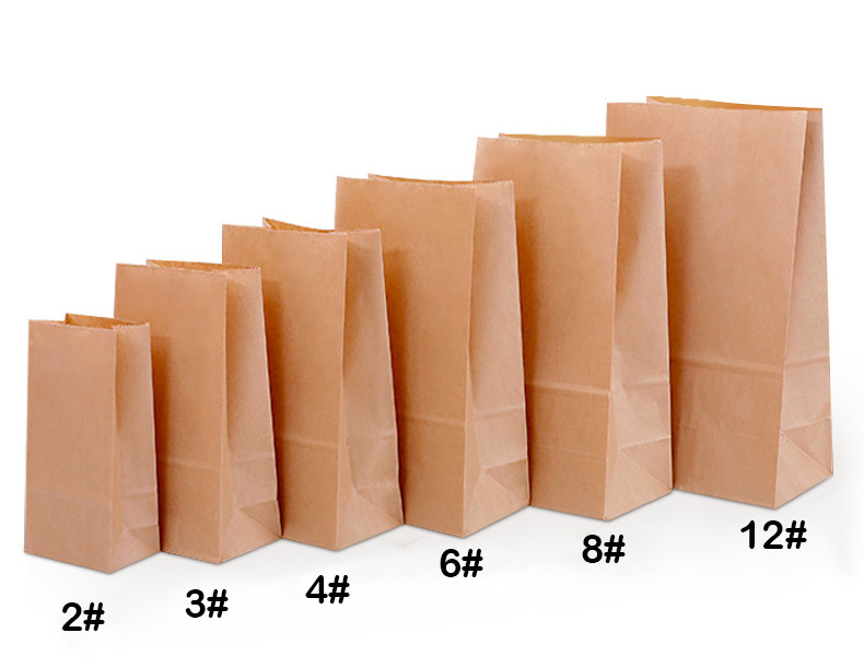 4# Square bottom Bags Customized Take Away SOS Kraft Paper Bag shopping bag With Logo Print Industrial Use  food