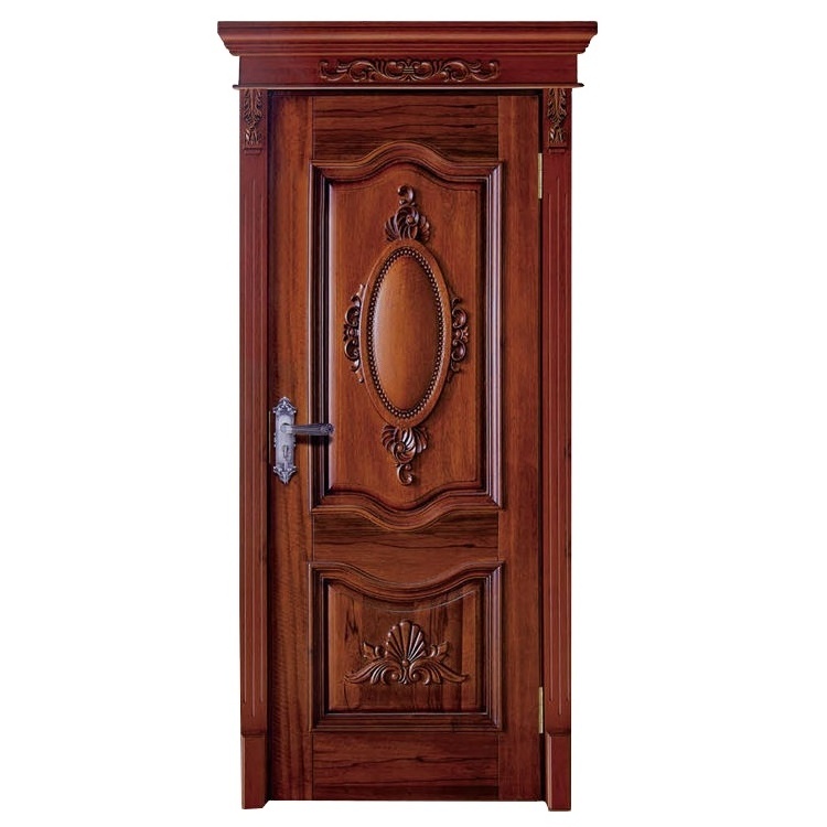 High quality villa  wood carved Soild Wood Bedroom door for bedroom