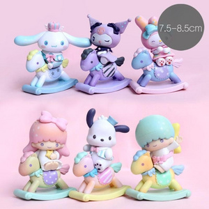 Hot Selling PVC HK Kitty Cat Figure Kawaii Kulomi Cartoon Anime Figure Horse Cute Diy Decorative Accessories