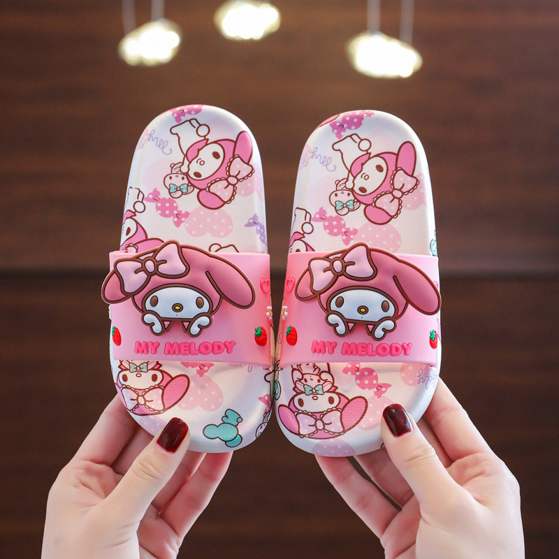 New Comfortable Breathable  PVC Non-slip Slippers Pink Bathroom Slipper  Kawaii Summer Beach Kids KH KT Couple Kitty Sandals