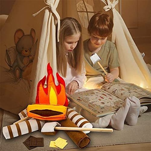 Handmade Felt Bonfire Torch Set Kids Interactive Toy Camping Fire Play Set Felt Campfire Plush Toy