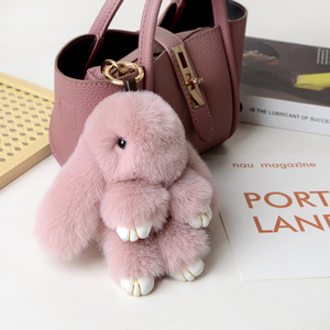 Wholesale  Furry Rabbit Plush Dangle Bag Pendant Bunny Car Accessories Plush Toy Keychain