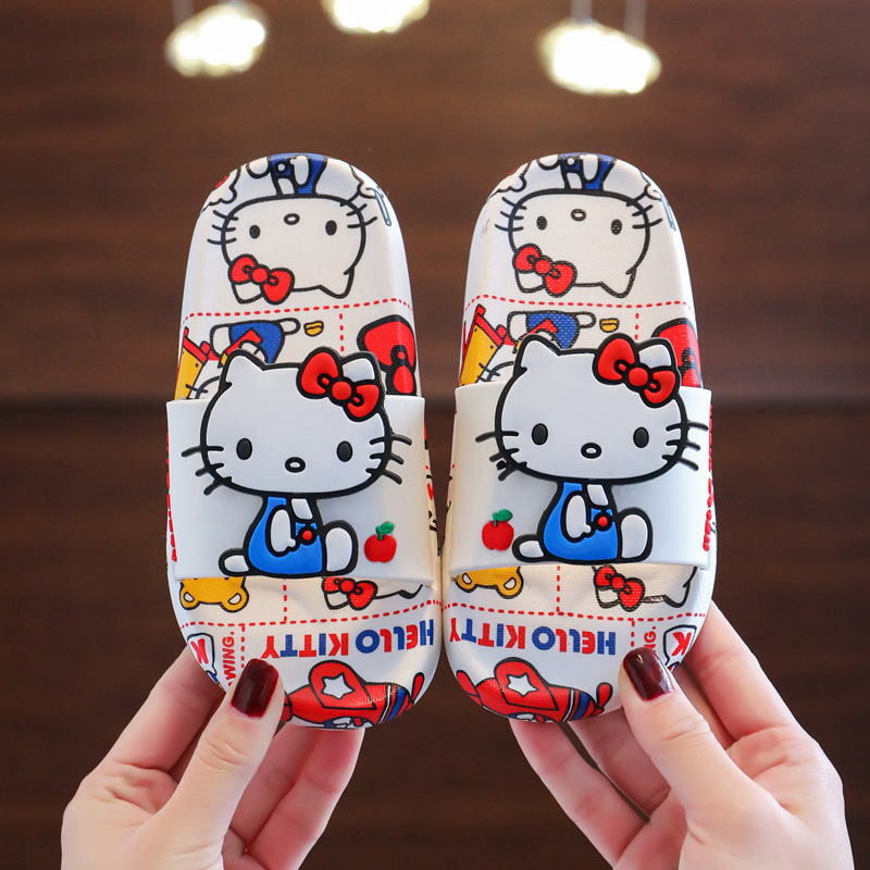 New Comfortable Breathable  PVC Non-slip Slippers Pink Bathroom Slipper  Kawaii Summer Beach Kids KH KT Couple Kitty Sandals