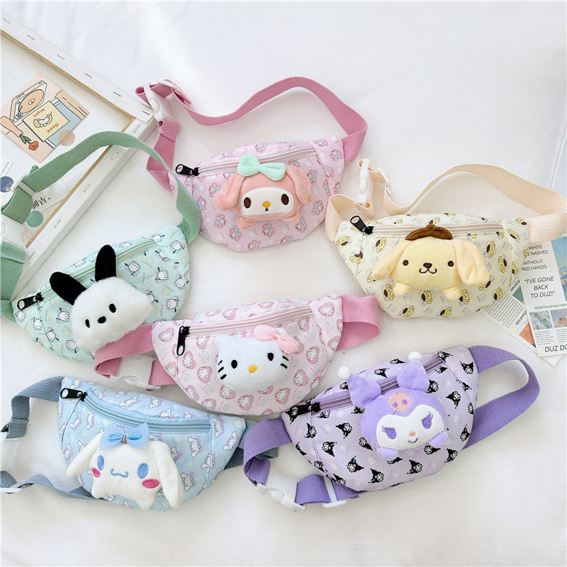 Cartoon Sanrioed Kids Crossbody Bags Dumpling Shape Shoulder Strap Bag Kulomi Melody Mini Waist Bag