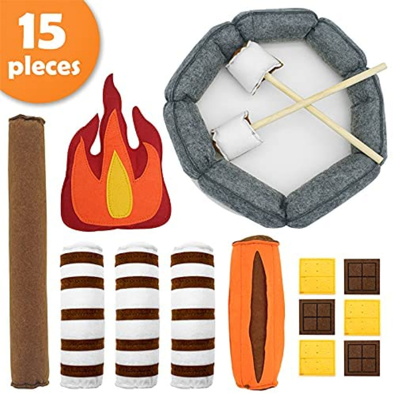 Handmade Felt Bonfire Torch Set Kids Interactive Toy Camping Fire Play Set Felt Campfire Plush Toy