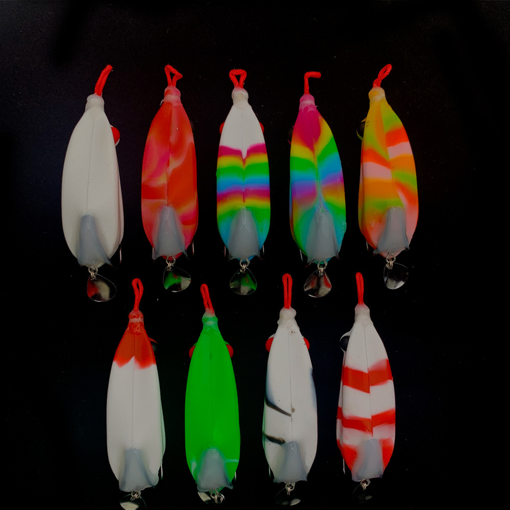 High Quality Floating Topwater Silicone Bait 70mm 17g Soft Fishing Frog Lures BKK Double Hook with spoon