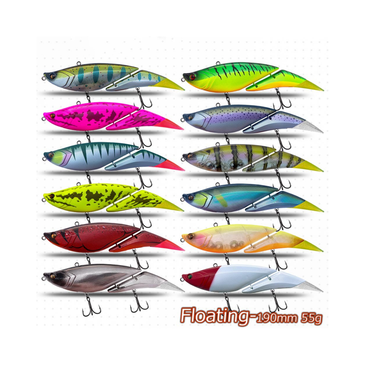 Hot sale Artificial Hard Baits 190mm 55g Replaceable Tail Bionic Swimming Lures Two sections floating Swimbait top water lures