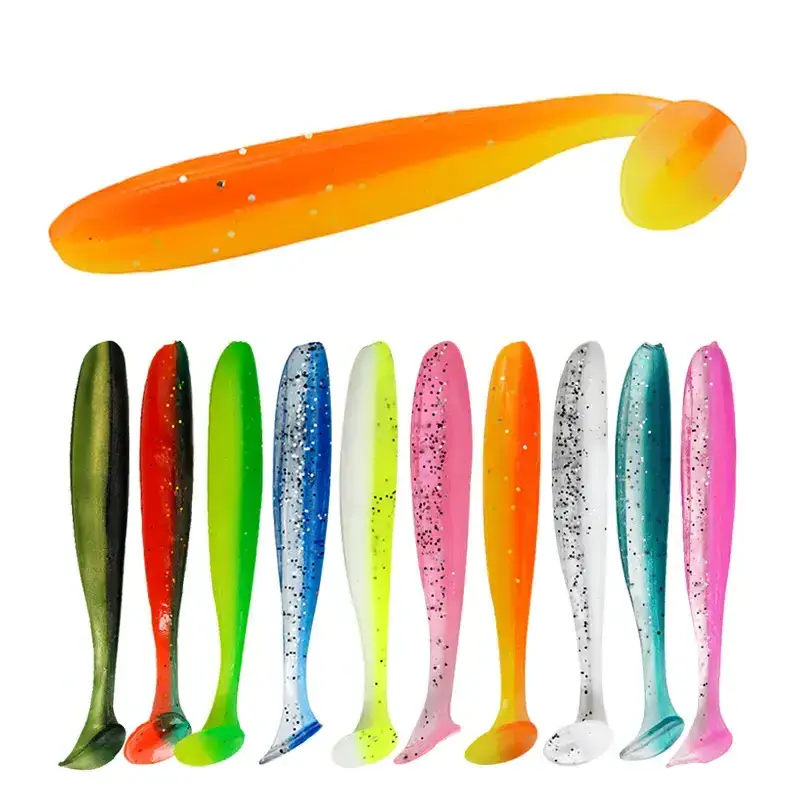 Wholesale bulk Soft Fishing Bait 20 Colors Artificial Silicone Baits Soft Fishing Lure Worms Rubber T Tail Lure