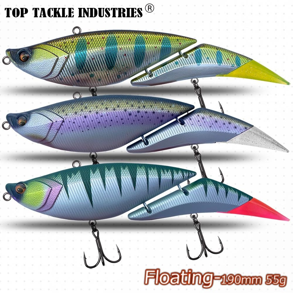 Hot sale Artificial Hard Baits 190mm 55g Replaceable Tail Bionic Swimming Lures Two sections floating Swimbait top water lures