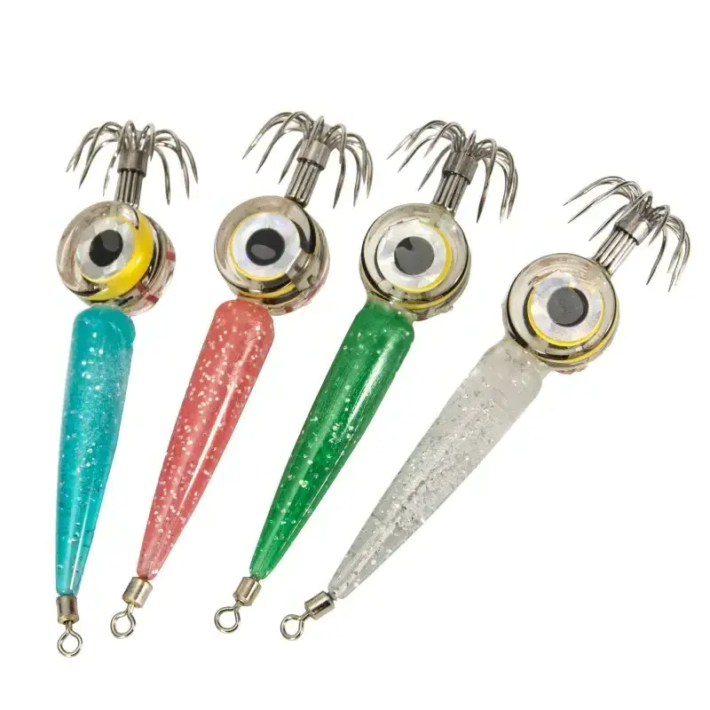 Wholesale 5 colors light 2#  Colorful Fish Trap Lamp LED Wood Shrimp Squid Hook Deep Drop Squid Fishing Signal Light