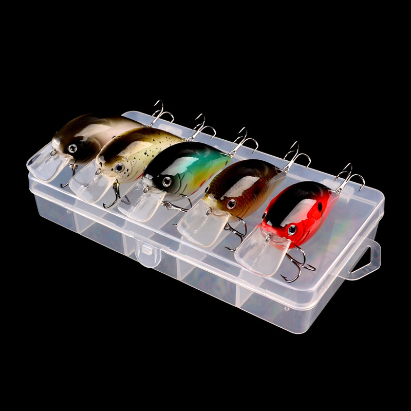 5 Pcs/Box 7cm 15g Mini Crank Bait Minnow Fishing Lures Kit Sinking Floating Tuna Fishing Lure Long Casting Bass Bait Set