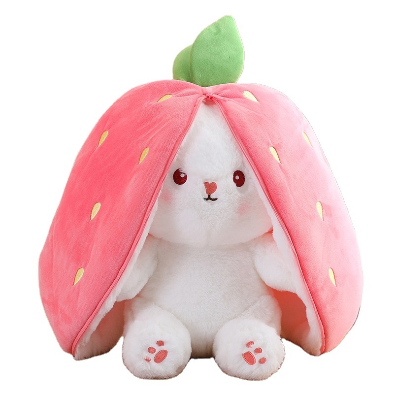 Rabbit little fruit doll plush toy cute turn fruit Custom Plush Long Ear Rabbit Stuffed Animal Bumble Bee Soft Cosplay Dog Dolls