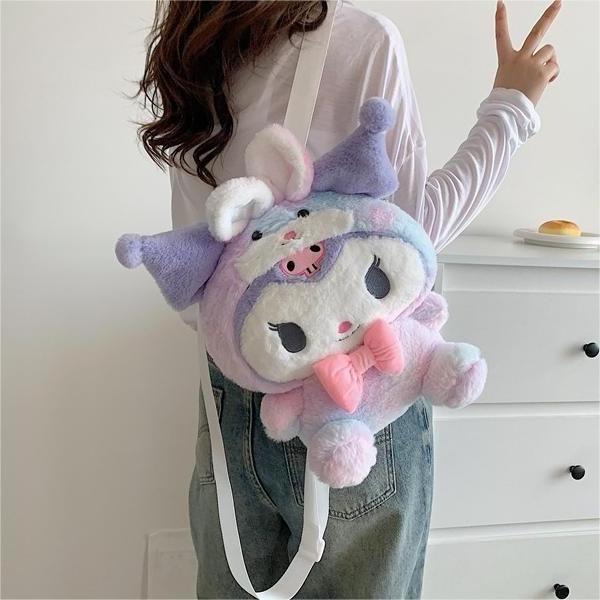 Colorful Kitty Kuromi Backpack My Melody Kuromi Cinnamorol Anime Kawaii Plush Bag Coin Purse Shoulder Bags Hand Bag