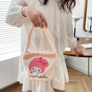 2024 Fashion Plush Lunch Box Shopping Bag Melody Kuromi Kawaii Doll PCrossbody Shoulder Bag Kawaii Kuromi Plush Cartoon Handbag