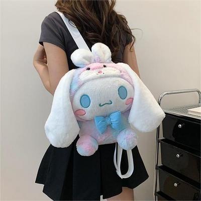 Colorful Kitty Kuromi Backpack My Melody Kuromi Cinnamorol Anime Kawaii Plush Bag Coin Purse Shoulder Bags Hand Bag