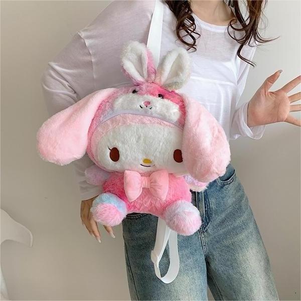 Colorful Kitty Kuromi Backpack My Melody Kuromi Cinnamorol Anime Kawaii Plush Bag Coin Purse Shoulder Bags Hand Bag