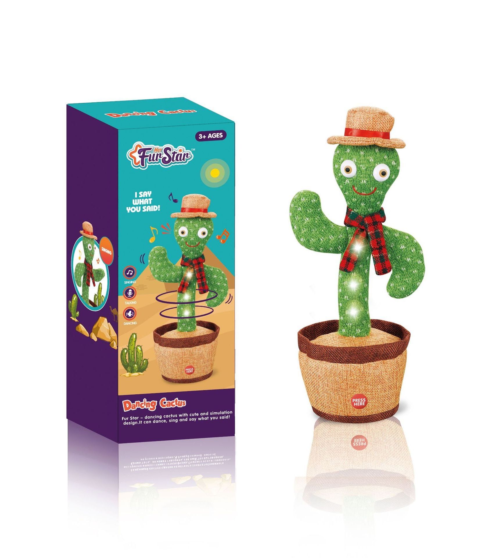 Unity Shipping Free Electric Dancing Plant Robot Toy Funny Electron Talk-back Repeat Charging Shake Singing Dancing Cactus