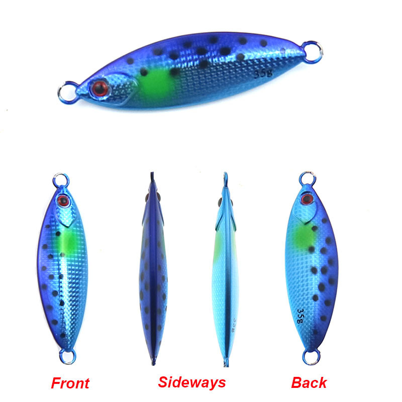 Slow Sinking Fishing Lure 35g Jig Sinking Hard Metal Flat Jigs Luminous Lure With Double Assist Hook