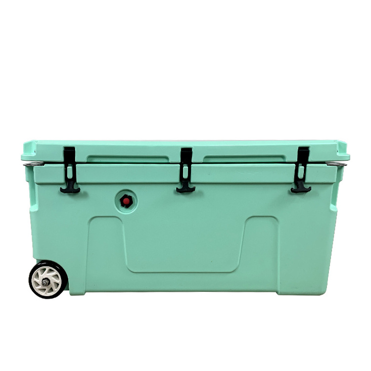 Plastic Ice Insulated 120L Large Fishing Cooler Box With Wheels Ice hard cooler box