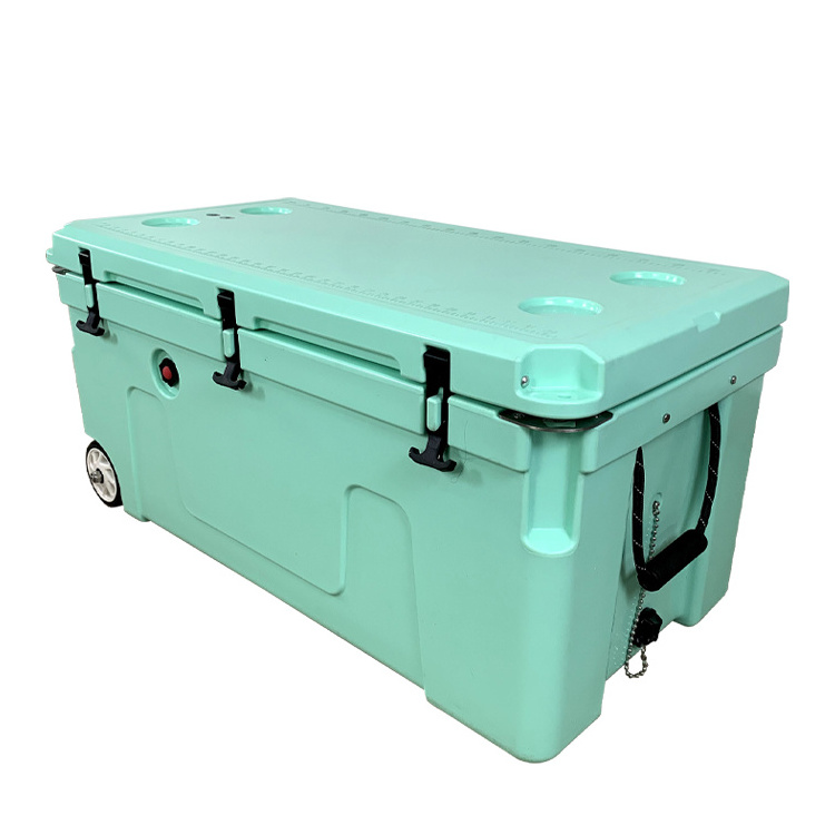 Plastic Ice Insulated 120L Large Fishing Cooler Box With Wheels Ice hard cooler box