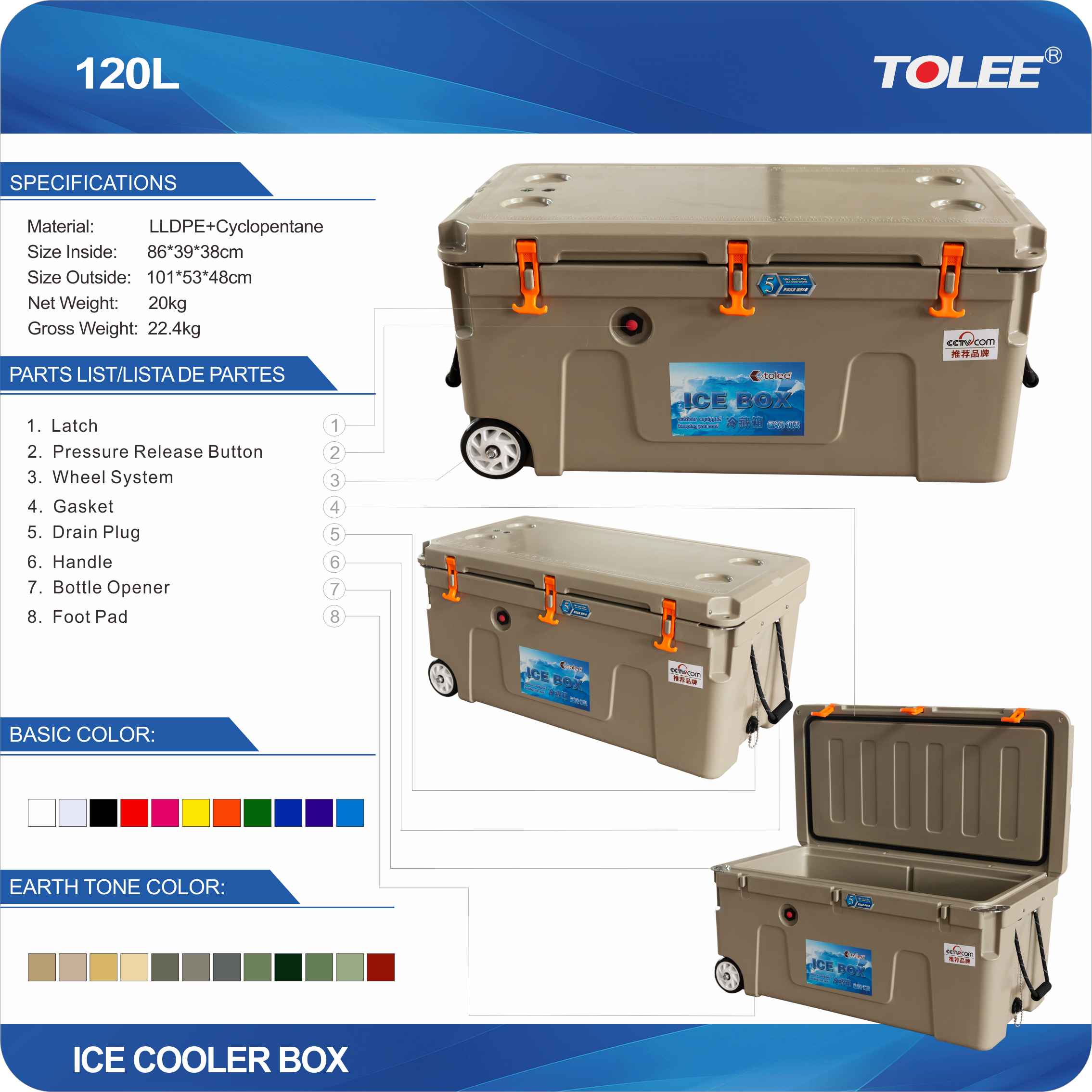 Tolee 90L  Rotomolding Ice Cooler Box For Car Ice Chest And Camping locking Cooler box,Roto Molded aussie box Coolers