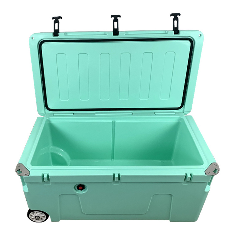 Plastic Ice Insulated 120L Large Fishing Cooler Box With Wheels Ice hard cooler box